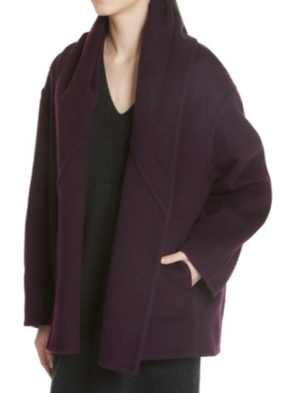 EUC Vince Reversible Shawl Collar Coat in Mulberry